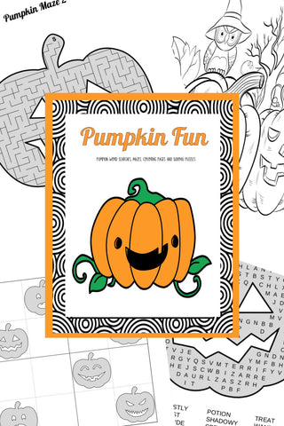 Pumpkin Fun Activity Pages: Pumpkin Word Search, Pumpkin Mazes, Pumpkin Sudoku & Pumpkin Coloring Pages