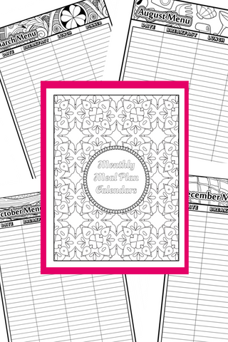 Monthly Menu Planners with Fun Coloring Borders